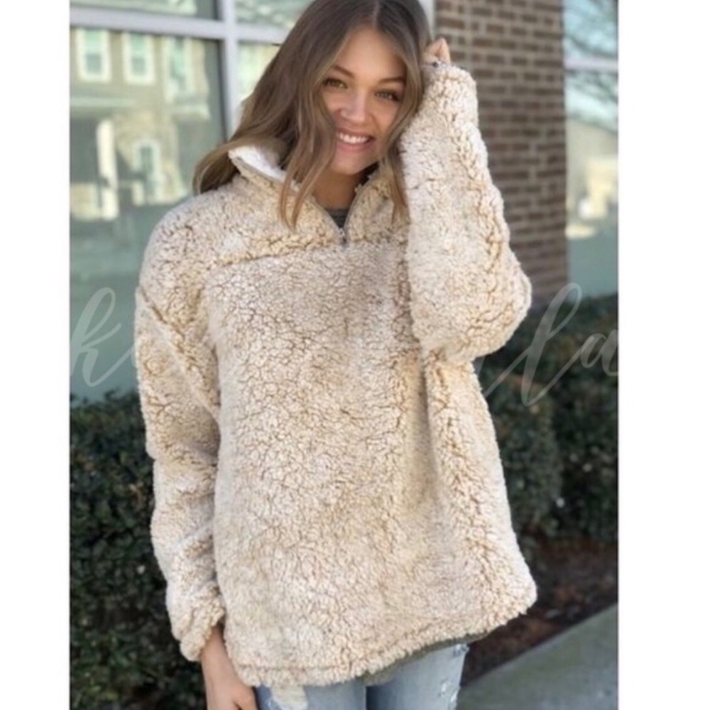 Beige faux Sherpa sweater - Picture 2 of 3